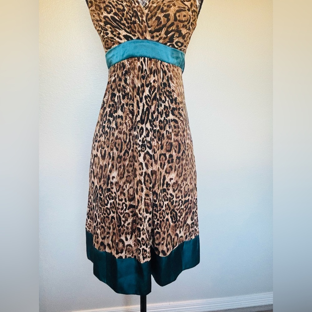 B. Smart Leopard Print Midi Dress with Teal Highlights - Picture 13 of 14